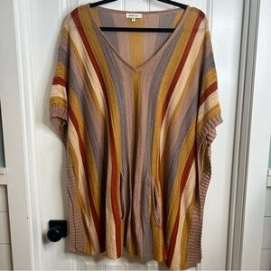 Another Love Multicolor Striped V-Neck Poncho Oversized Blouse.‎ Size XS/S.